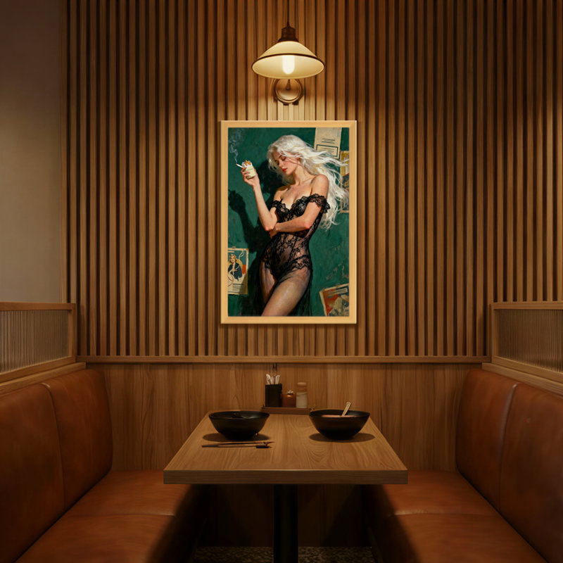 Femme à la mode en dentelle fumant une cigarette