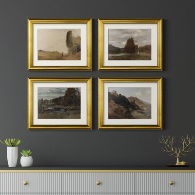 Vintage Landscape XLIX  -4 Piece Set of Framed Prints
