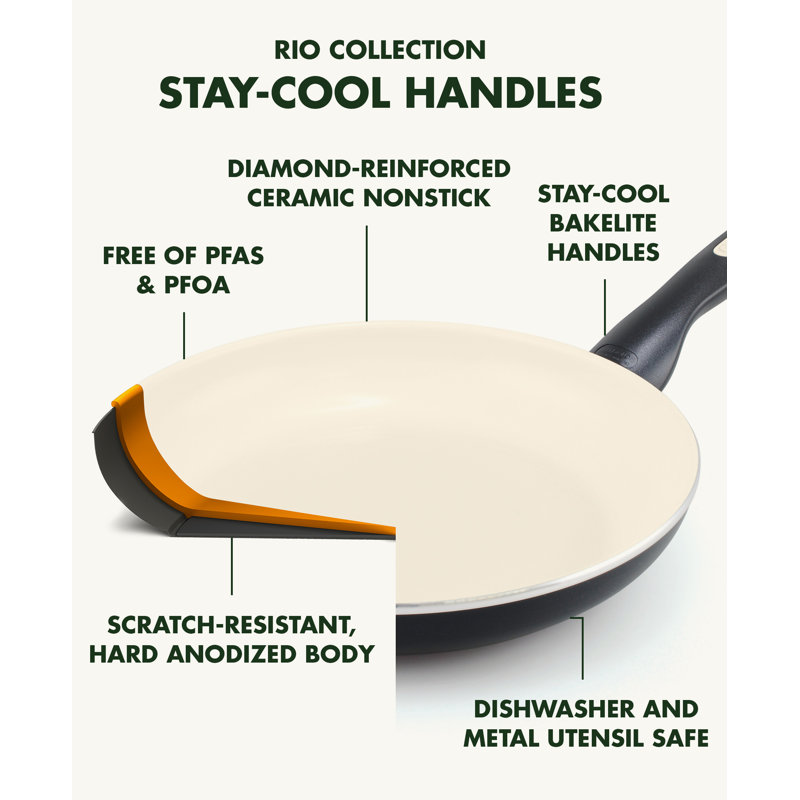 GreenPan Rio Healthy Ceramic Nonstick 16 Piece Cookware Set, Black