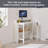 White Folding Desk, Home Office Desk with Double Layer Shelf, Writing Desk With Built-In Power Outlet, Space Saving Computer Desk for Dorm, Bedroom, Office, Living Room-699684415