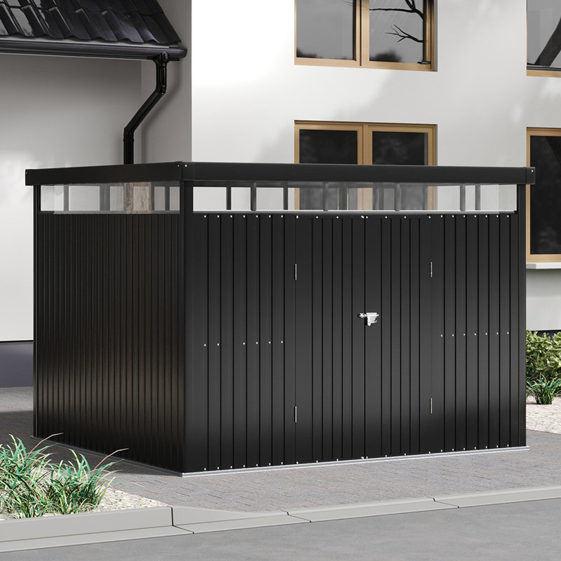 Charcoal Black Flat Roof Tool Shed