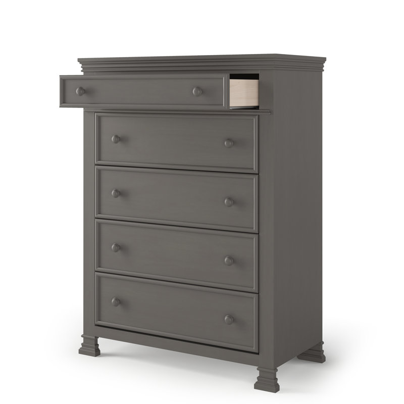 Westgate 38-Inch Wide 5-Drawer Solid Wood Chest - Fully Assembled, Gray