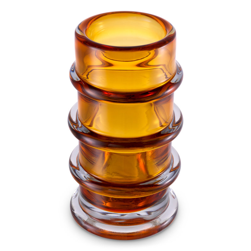 Bloom Handmade Handblown Glass Table Vase, Amber
