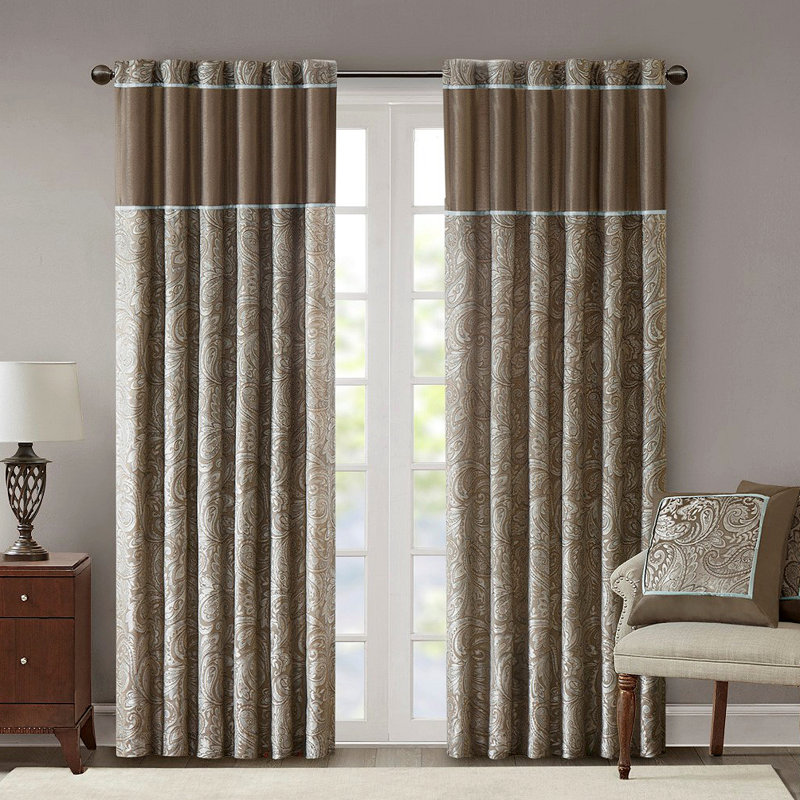 Paire de rideaux en jacquard, L 50 po x L 108 po