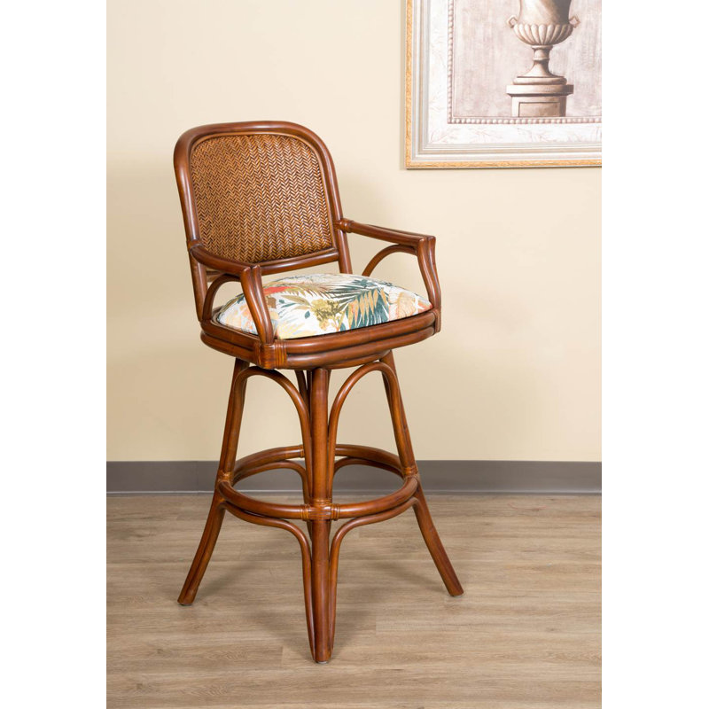 Daquante Swivel Upholstered Counter Stool, Bar Stool (30” Seat Height), Red/Blue/Green