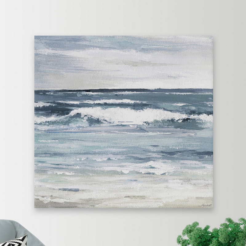 " White Waves Splash " Painting Print, 12" H x 12" W x 1.5" D