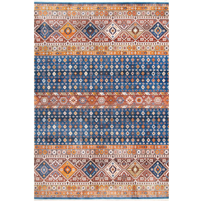 Tapis de zone bleu géométrique Judith Gap, Rectangle 5 pi x 7 pi 9 po