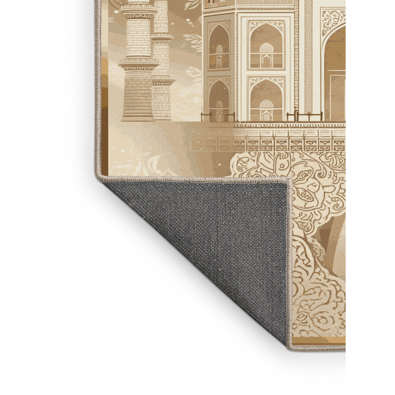 Soft Plush Burnham Taj Mahal India Classic Oriental Area Rug in Beige – Beige Binding, 8x12