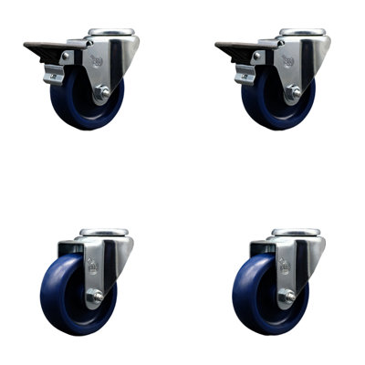 4 Piece Solid Poly Swivel Bolt Hole Caster Set