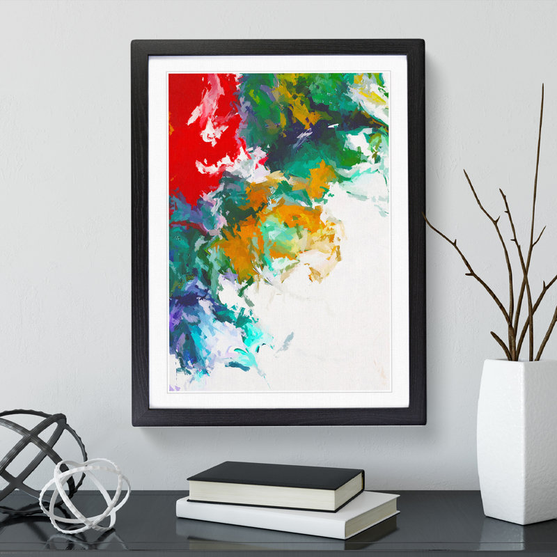 To The Jungle Abstract - Wall Art, Black Framed, 66cm H x 48cm W, White