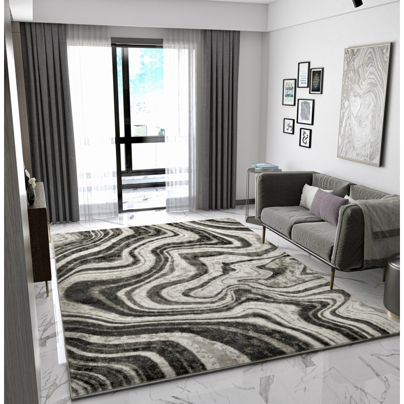 Tapis intérieur / extérieur gris Anova, Rectangle 5 pi x 8 pi