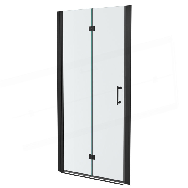 Porte de douche pliante sans cadre avec verre trempé l 30 po x H 72 po, Noir