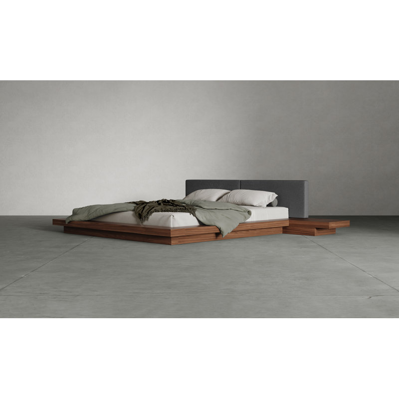 Bardella Vegan Leather Standard Bed, King, Walnut/Carbon Fabric