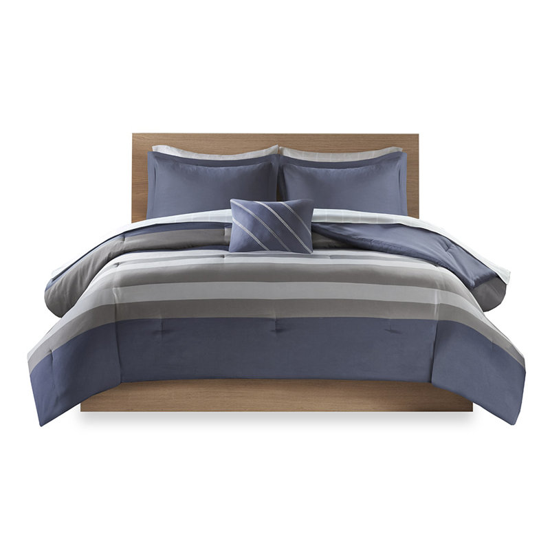 Striped Comforter Set With Bed Sheets, Twin XL Sheet Set
