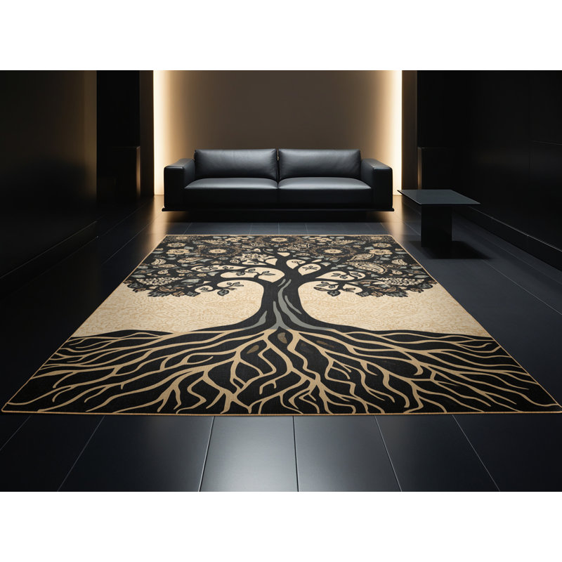 Tapis oriental gris lavable à la machine Abaokoro Classic - reliure brun clair, 6 x 9