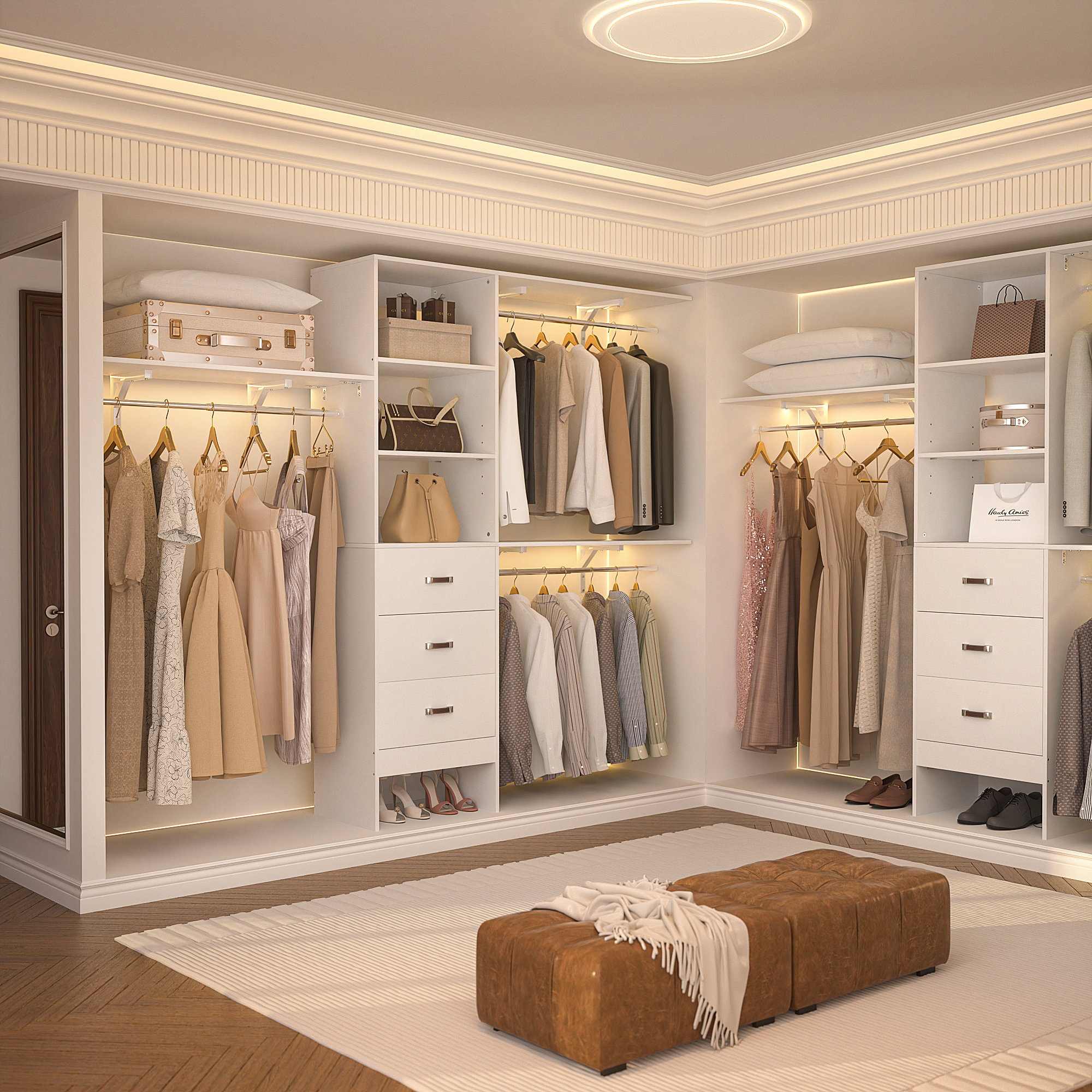 20.2''-  96‘’ W Closet System with Wooden Drawers