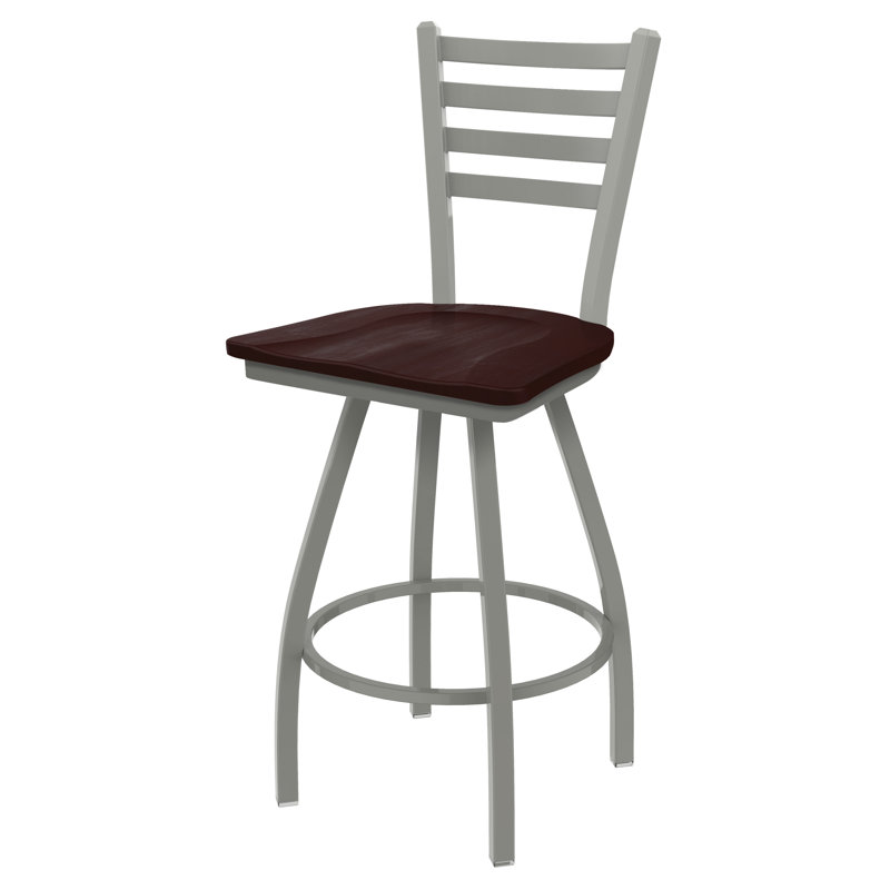 Tabouret de bar pivotant de 30" Evers, Érable cerisier foncé, Nickel anodisé