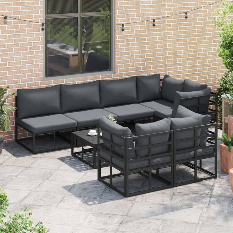 Vidaxl Garden Sofa Set 8 Pcs Black Aluminium
