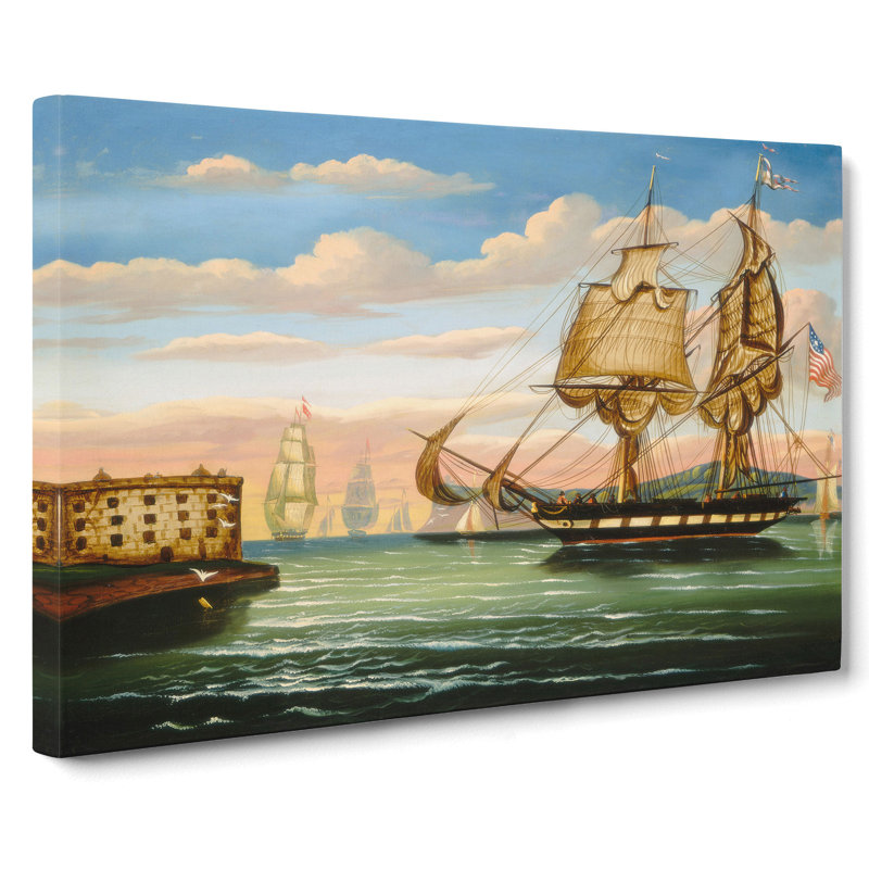 Bay Of New York At Sunset by Thomas Chambers - Wrapped Canvas, 35cm H x 50cm W x 3cm D