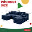 Canapé modulaire en U à assise profonde avec revêtement en velours côtelé moelleux, aucun assemblage requis-2026088457-2026088456