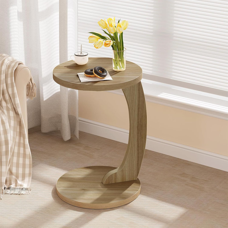 Abstract End Table, Light Oak