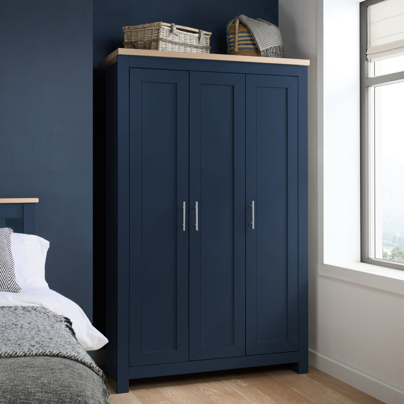 Highgate 3 Door Wardrobe, Navy/Oak