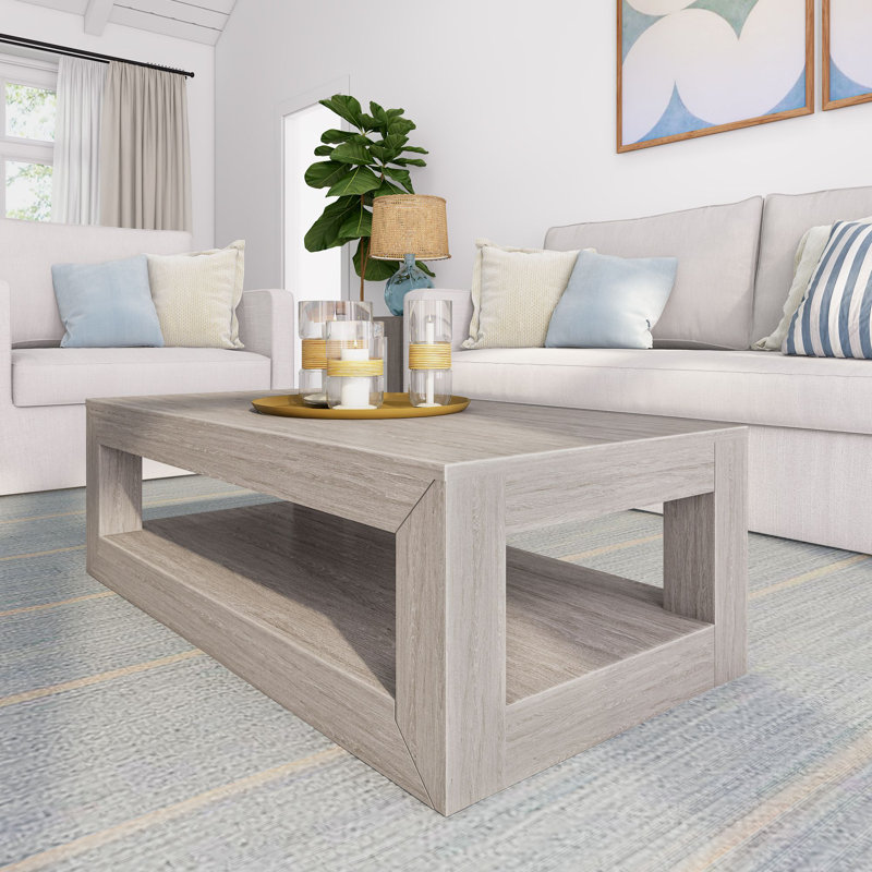 Table basse Casmey, Coquillage brossé, 15"H x 40.25"W x 20.5"D 