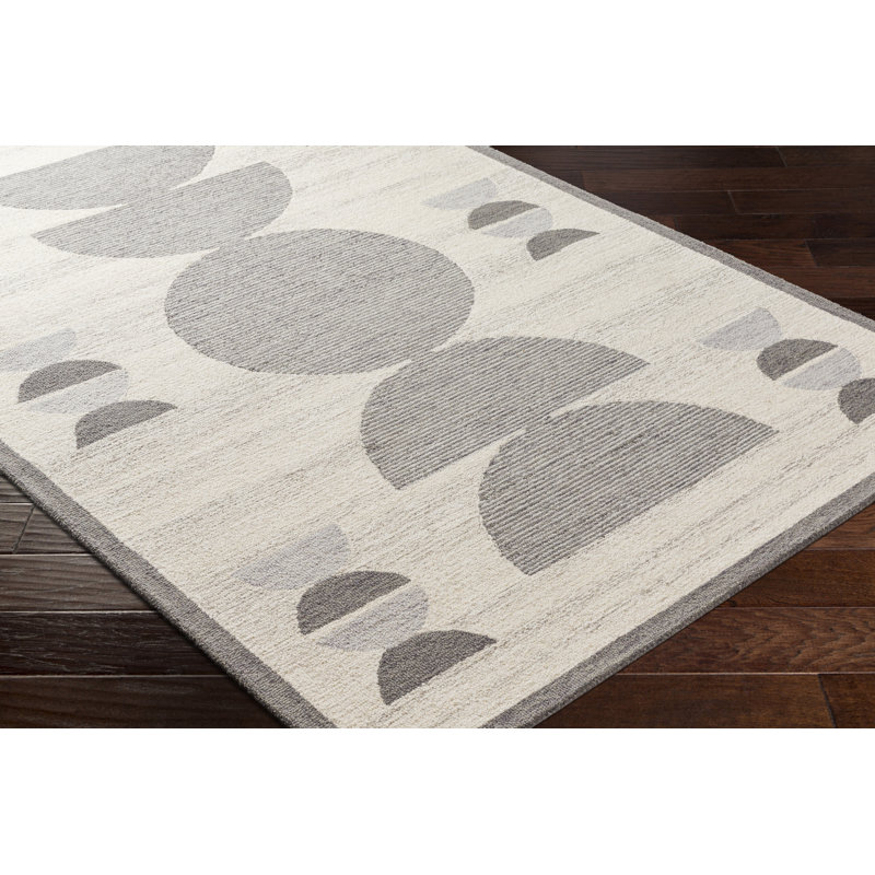 Uptown Geometric Hand Tufted Wool Area Rug in Gray/Cream, Rectangle 2' x 3'