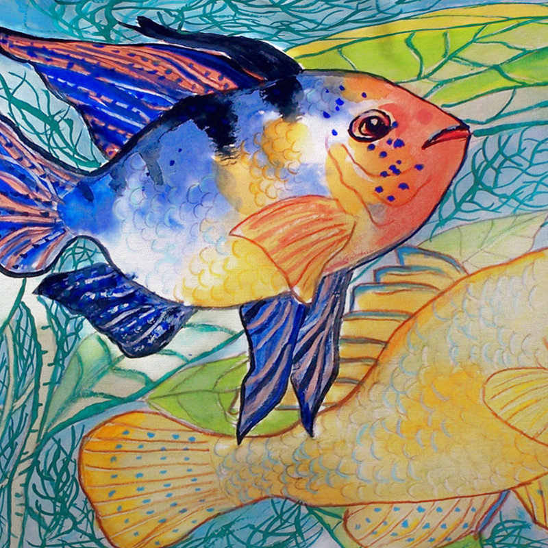 Two Fish Two Fish Outdoor Rectangular Throw Pillow