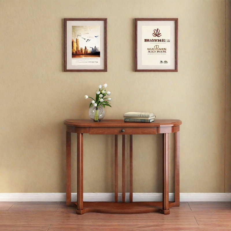 Console en bois d'hévéa massif, H 31,5 po x l 39,4 po x P 13,4 po, Couleur noyer clair