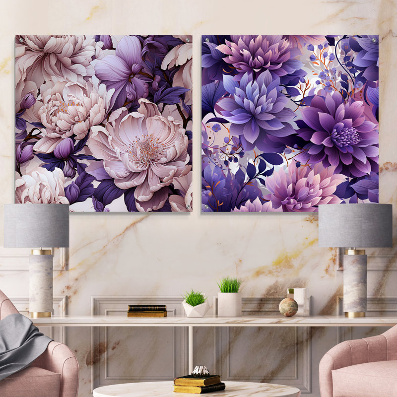 Twedt - Ensemble de 2 art mural en verre acrylique, H 36 po x l 73 po
