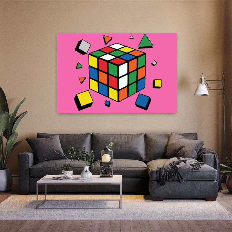 Art mural rétro classique rétro Rubiks, H 40 po x l 60 po