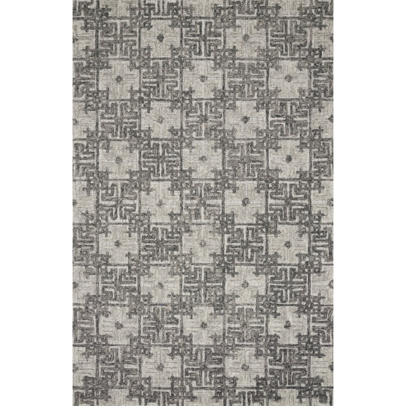 Tapis gris en laine touffeté à la main Zyshonne, Rectangle 11 pi 6 po x 15 pi