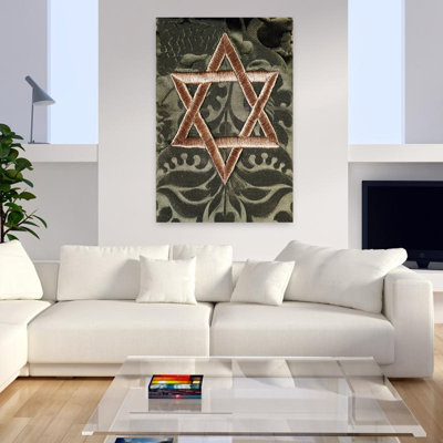 Étoile de David, broderie hébraïque juive, paysage géométrique classique rétro, art mural
