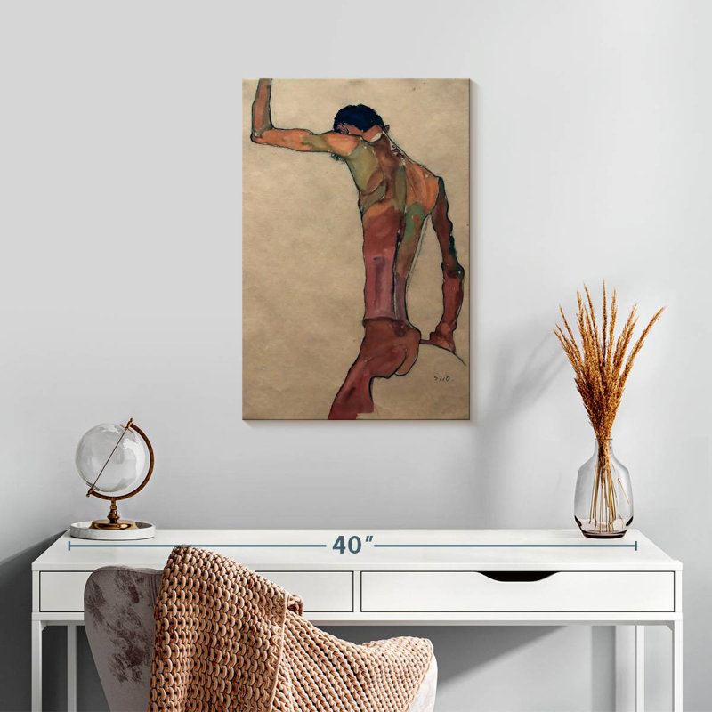 Avery Standing Male Nude With Arm Raised, 24" H x 16" W