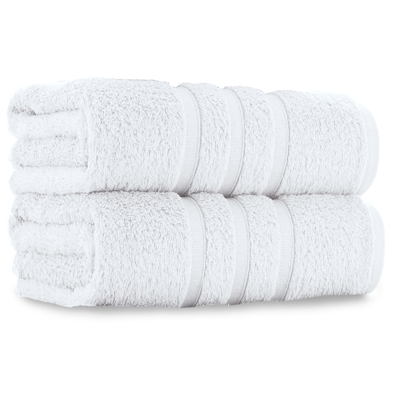 Zero 2 Piece Bath Towel Same-Size Bale, White, Jumbo Bath Sheet - 2 Pack