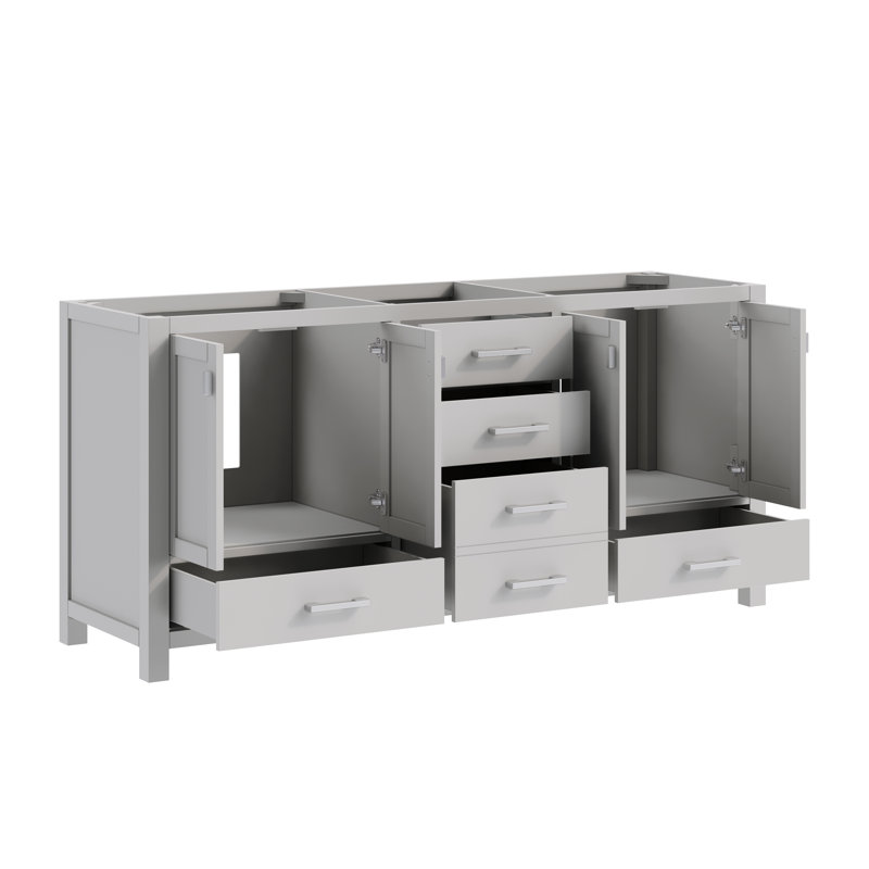 Modero 72 in. W Double Bathroom Vanity Base, Chilled Gray