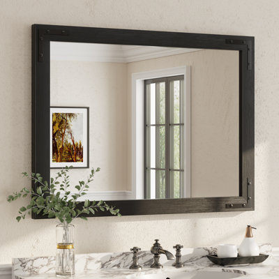 Amara Rustic Farmhouse Solid Wood Framed Tempered Glass Wall Mirror with 5-Year Warranty