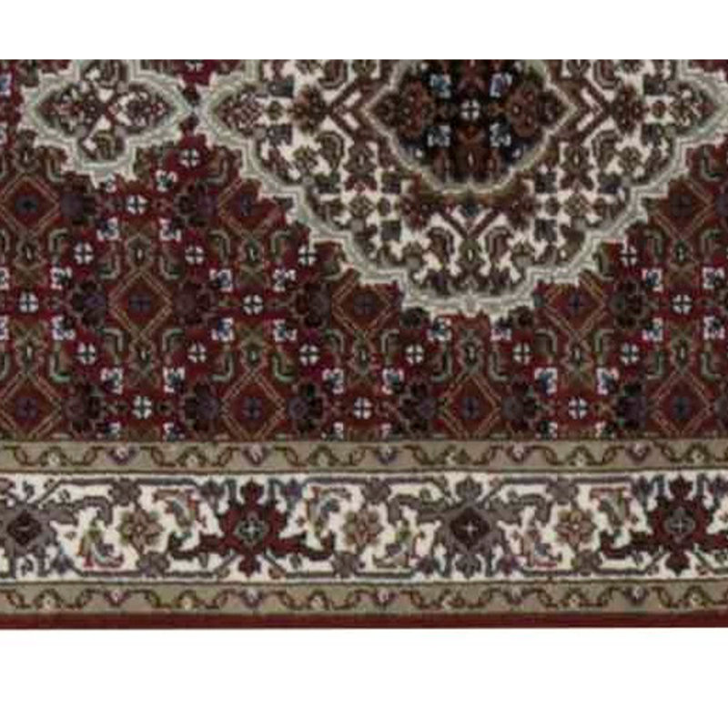 Hand-Knotted High-Quality Red and Cream Runner