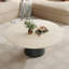 Table basse ronde en travertin moderne avec piédestal en bois massif-1068650550-1068650551