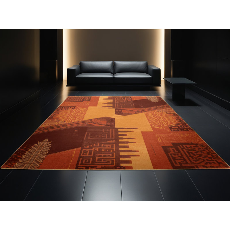 Tapis brun lavable à la machine Pahola, 8 pieds carrés