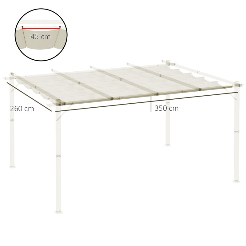 17 Stories Fabric Replacement Canopy for Pergola, Cream, 6cm H x 350cm W x 260cm D