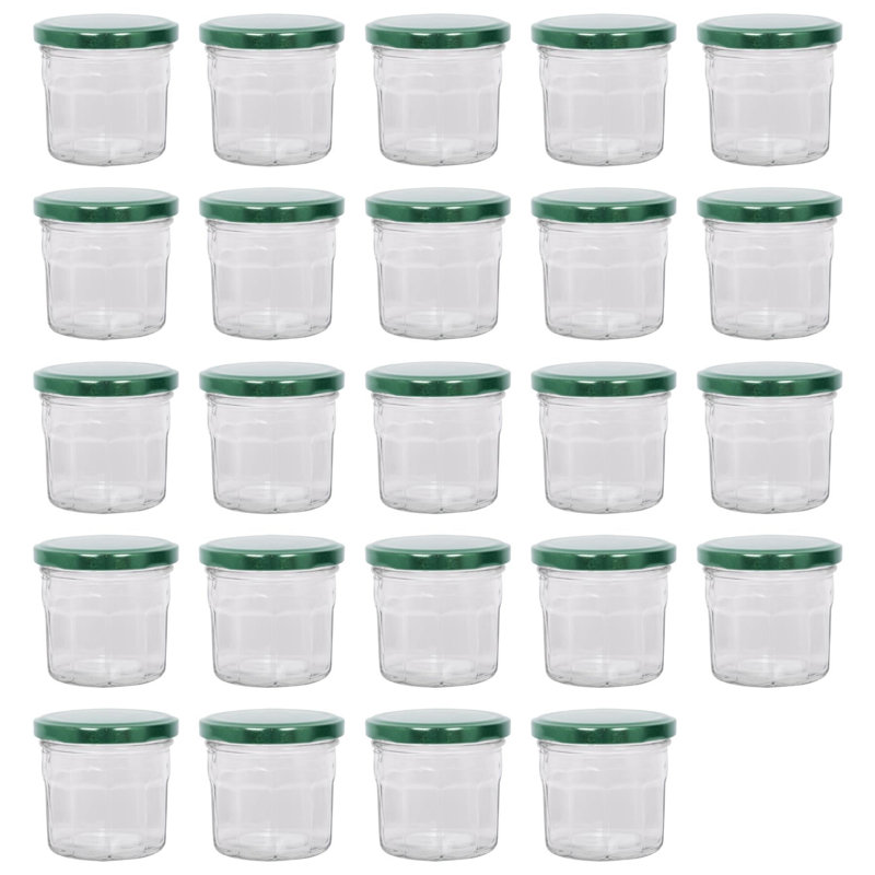 Argon Tableware Glass Jam Jars with Lids, 250ml, Green