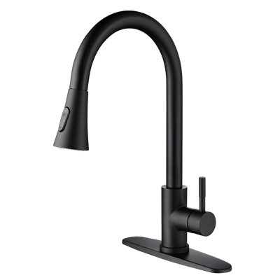 Matte Black Pull Out Spray Kitchen Faucet: Stainless Steel, 360 Rotatable Nozzle, Corrosion Finish, Single Handle For Multiple Water Control Applications Faucet, Black: Swiveling Simple With Design