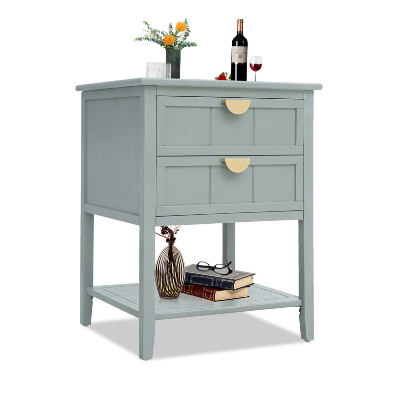 Menisha 15.75'' W Solid Wood Nightstand, Gray