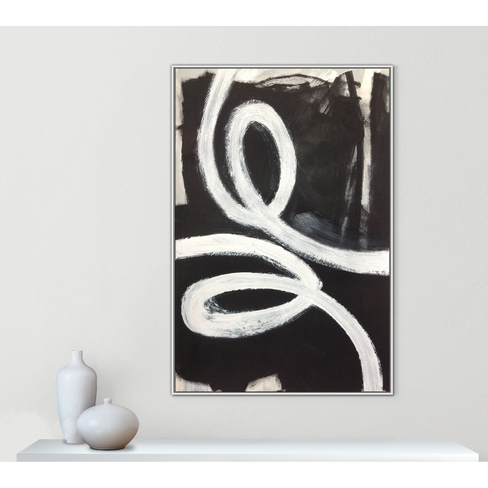 Ansonia Swirly Swirls I by , No, White Floater Framed, 61.5" H x 41.5" W x 2" D