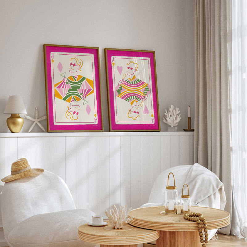 Ensemble de 2 impressions Pop Queen, 18" x 12", Framed Print, Polished Gold