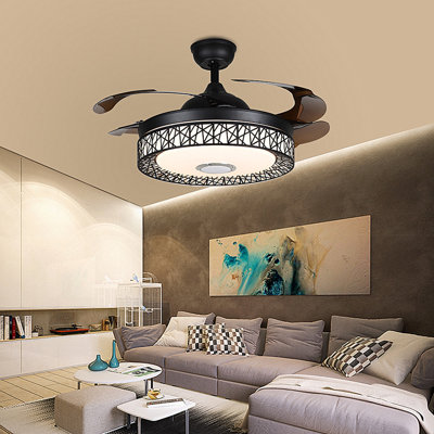 Ventilateur de plafond Bluetooth de 42 po avec lumières DEL et lecteur de musique Vinco