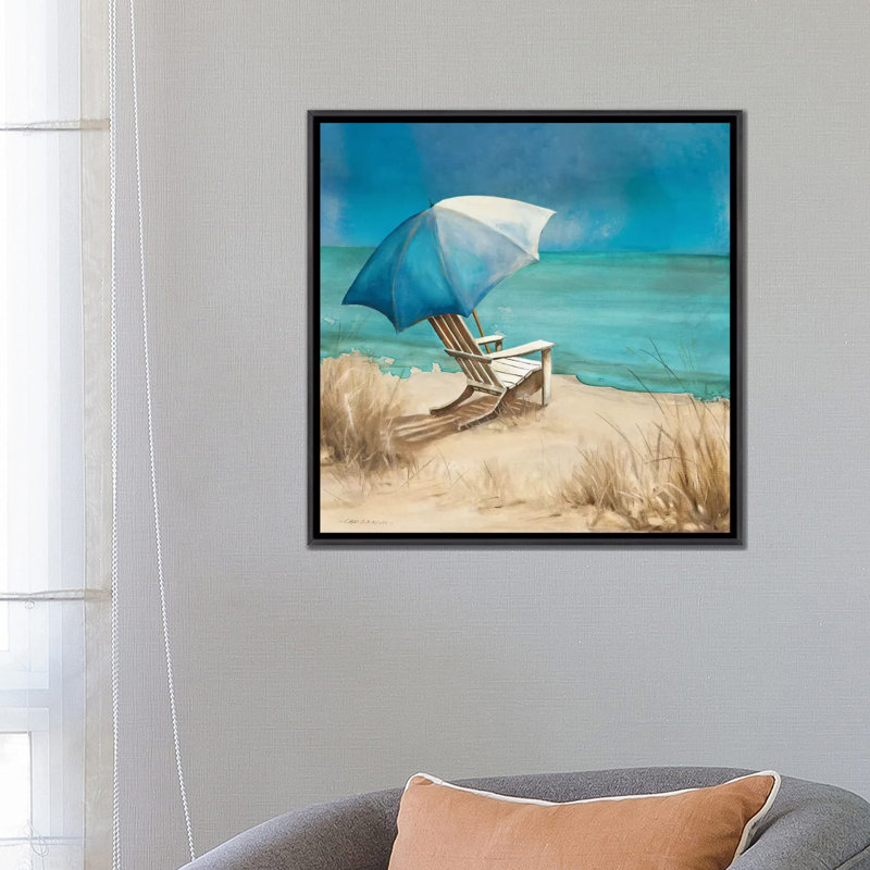 «Delray Beach I» par Carol Robinson - reproduction imprimée, H 26 po x l 26 po x P 1,5 po, Toile avec cadre noir patiné