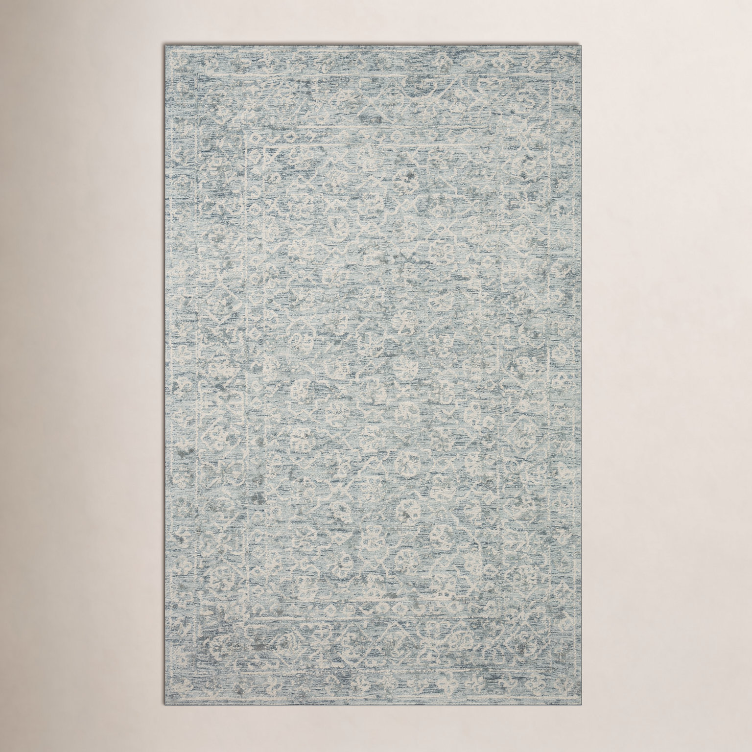 Millcreek Ocean Ivory Hand-Tufted Wool Oriental Rug, Rectangle 7'9" x 9'9"